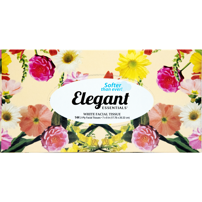 Elegant Essentials White 2-Ply Facial Tissues - 144ct