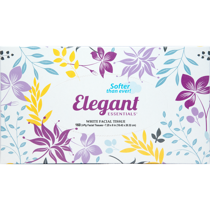 Elegant Essentials White 2-Ply Facial Tissues - 160ct