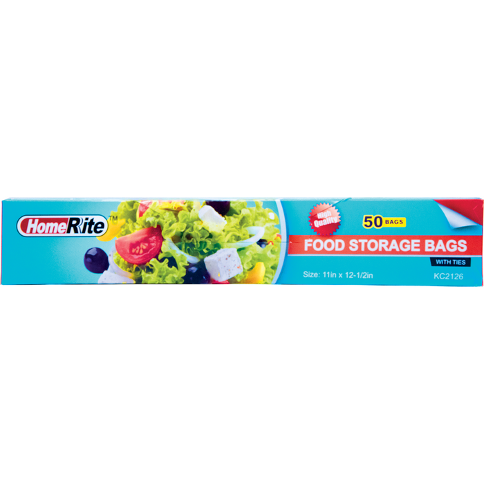 HomeRite Food Storage Bags with Ties 11" x 12.5" - 50ct