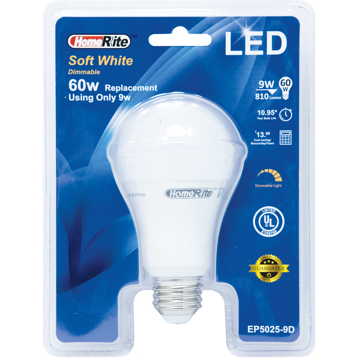 HomeRite 60 Watt Soft White Dimmable LED Light Bulb