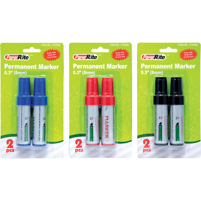 PaperRite 8mm Permanent Marker - Pack of 2