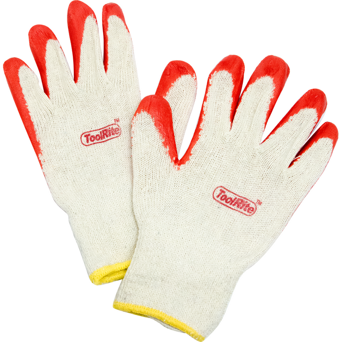 ToolRite Red Latex Coated Working Gloves - 12 Pairs