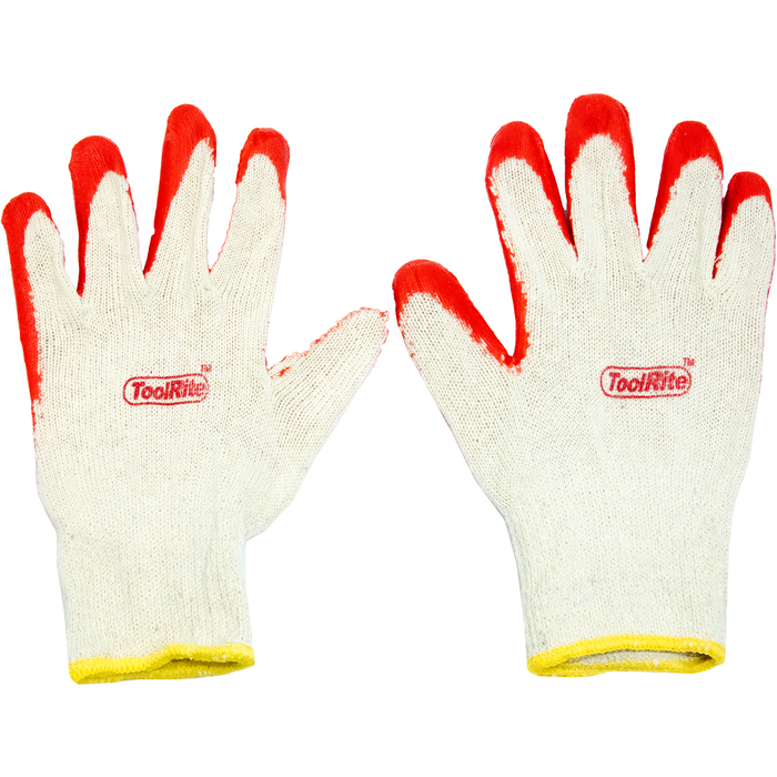 ToolRite Red Latex Coated Working Gloves - 12 Pairs