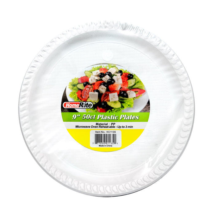 HomeRite 9” Round Plastic Plates