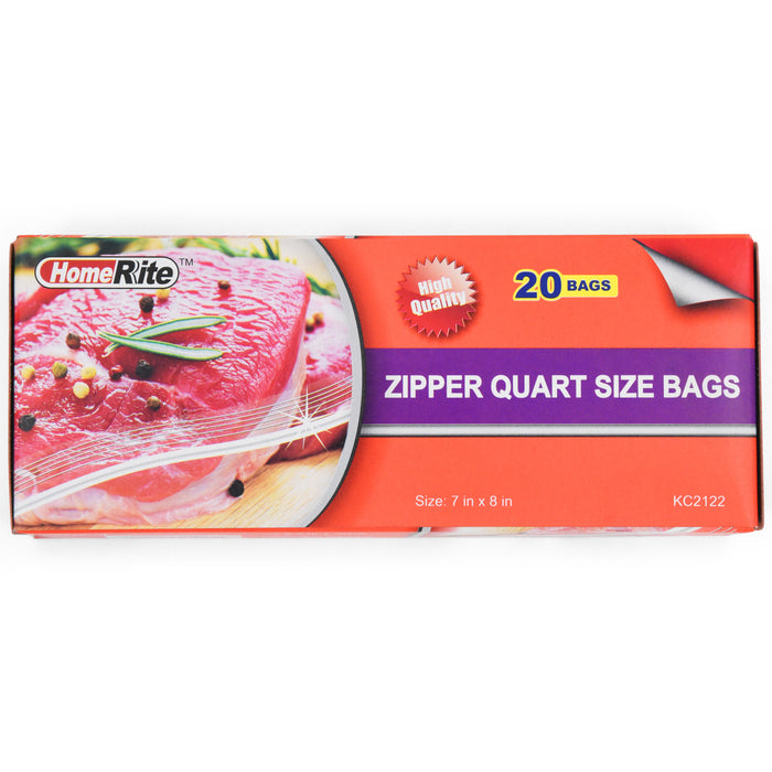 HomeRite Quart Size Zipper Bags - 7" x 8" - 20ct
