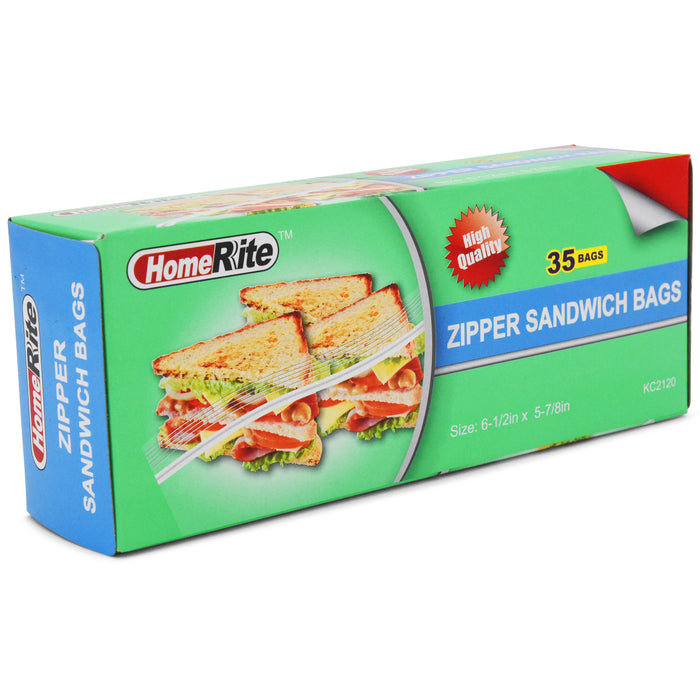 HomeRite Zipper Sandwich Bags - 6 1/2" x 5 7/8" - 35ct