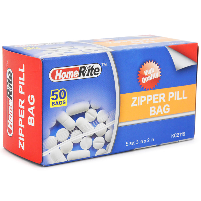 HomeRite Zipper Pill Bag - 3" x 2" - 50ct