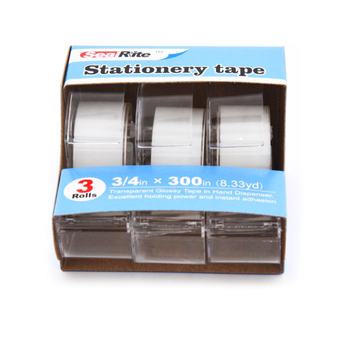 SealRite Stationery Tape 3/4" x 300" - Transparent - Pack of 3