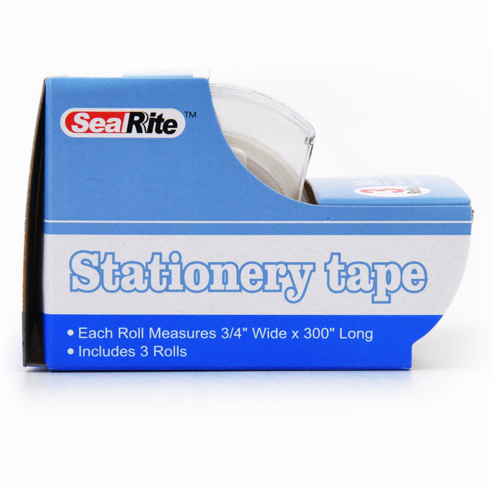 SealRite Stationery Tape 3/4" x 300" - Transparent - Pack of 3