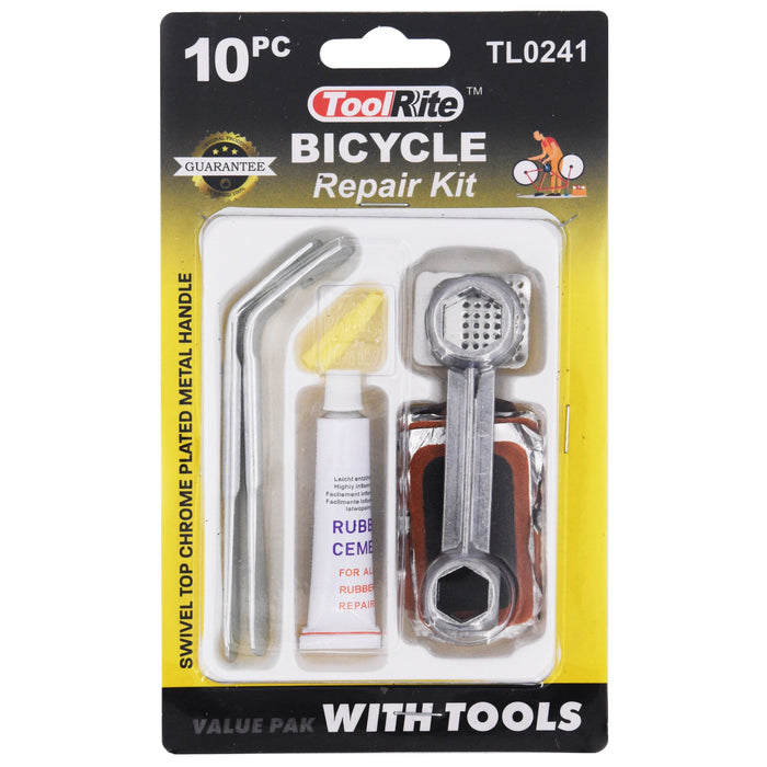 Bicycle Repair Kit with Tools - 10pcs Value Pack